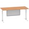Air Modesty 1800mm Rectangular Cable Port Height Adjustable Desk, White Leg & Modesty Panel, Oak