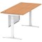Air Modesty 1800mm Rectangular Cable Port Height Adjustable Desk, White Leg & Modesty Panel, Oak