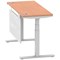 Air Modesty 1400mm Slim Rectangular Height Adjustable Desk, Silver Leg & Modesty Panel, Beech Air Modesty 1400mm Slim Rectangular Height Adjustable Desk, Silver Leg & Modesty Panel, Beech