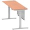 Air Modesty 1800mm Slim Rectangular Height Adjustable Desk, Silver Leg & Modesty Panel, Beech