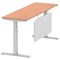 Air Modesty 1800mm Slim Rectangular Height Adjustable Desk, Silver Leg & Modesty Panel, Beech