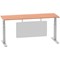 Air Modesty 1800mm Slim Rectangular Height Adjustable Desk, Silver Leg & Modesty Panel, Beech