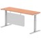 Air Modesty 1800mm Slim Rectangular Height Adjustable Desk, Silver Leg & Modesty Panel, Beech