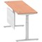 Air Modesty 1800mm Slim Rectangular Height Adjustable Desk, Silver Leg & Modesty Panel, Beech