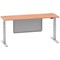 Air Modesty 1800mm Slim Rectangular Height Adjustable Desk, Silver Leg & Modesty Panel, Beech