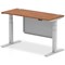 Air Modesty 1400mm Slim Rectangular Height Adjustable Desk, Silver Leg & Modesty Panel, Walnut