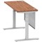 Air Modesty 1400mm Slim Rectangular Height Adjustable Desk, Silver Leg & Modesty Panel, Walnut