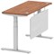 Air Modesty 1400mm Slim Rectangular Height Adjustable Desk, Silver Leg & Modesty Panel, Walnut