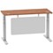 Air Modesty 1400mm Slim Rectangular Height Adjustable Desk, Silver Leg & Modesty Panel, Walnut