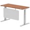 Air Modesty 1400mm Slim Rectangular Height Adjustable Desk, Silver Leg & Modesty Panel, Walnut