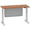 Air Modesty 1400mm Slim Rectangular Height Adjustable Desk, Silver Leg & Modesty Panel, Walnut