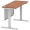 Air Modesty 1400mm Slim Rectangular Height Adjustable Desk, Silver Leg & Modesty Panel, Walnut