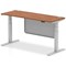 Air Modesty 1600mm Slim Rectangular Height Adjustable Desk, Silver Leg & Modesty Panel, Walnut
