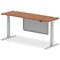Air Modesty 1800mm Slim Rectangular Height Adjustable Desk, Silver Leg & Modesty Panel, Walnut