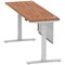 Air Modesty 1800mm Slim Rectangular Height Adjustable Desk, Silver Leg & Modesty Panel, Walnut