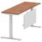 Air Modesty 1800mm Slim Rectangular Height Adjustable Desk, Silver Leg & Modesty Panel, Walnut