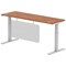Air Modesty 1800mm Slim Rectangular Height Adjustable Desk, Silver Leg & Modesty Panel, Walnut