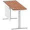 Air Modesty 1800mm Slim Rectangular Height Adjustable Desk, Silver Leg & Modesty Panel, Walnut