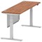 Air Modesty 1800mm Slim Rectangular Height Adjustable Desk, Silver Leg & Modesty Panel, Walnut