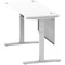 Air Modesty 1400mm Slim Rectangular Height Adjustable Desk, Silver Leg & Modesty Panel, White