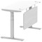 Air Modesty 1400mm Slim Rectangular Height Adjustable Desk, Silver Leg & Modesty Panel, White