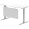 Air Modesty 1400mm Slim Rectangular Height Adjustable Desk, Silver Leg & Modesty Panel, White