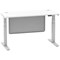 Air Modesty 1400mm Slim Rectangular Height Adjustable Desk, Silver Leg & Modesty Panel, White