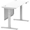 Air Modesty 1400mm Slim Rectangular Height Adjustable Desk, Silver Leg & Modesty Panel, White
