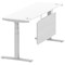 Air Modesty 1800mm Slim Rectangular Height Adjustable Desk, Silver Leg & Modesty Panel, White