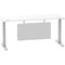 Air Modesty 1800mm Slim Rectangular Height Adjustable Desk, Silver Leg & Modesty Panel, White