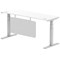 Air Modesty 1800mm Slim Rectangular Height Adjustable Desk, Silver Leg & Modesty Panel, White