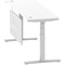 Air Modesty 1800mm Slim Rectangular Height Adjustable Desk, Silver Leg & Modesty Panel, White