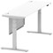 Air Modesty 1800mm Slim Rectangular Height Adjustable Desk, Silver Leg & Modesty Panel, White
