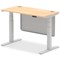 Air Modesty 1200mm Slim Rectangular Height Adjustable Desk, Silver Leg & Modesty Panel, Maple