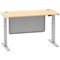 Air Modesty 1400mm Slim Rectangular Height Adjustable Desk, Silver Leg & Modesty Panel, Maple