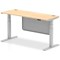 Air Modesty 1600mm Slim Rectangular Height Adjustable Desk, Silver Leg & Modesty Panel, Maple