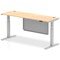 Air Modesty 1800mm Slim Rectangular Height Adjustable Desk, Silver Leg & Modesty Panel, Maple