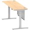 Air Modesty 1800mm Slim Rectangular Height Adjustable Desk, Silver Leg & Modesty Panel, Maple