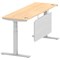Air Modesty 1800mm Slim Rectangular Height Adjustable Desk, Silver Leg & Modesty Panel, Maple