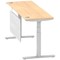 Air Modesty 1800mm Slim Rectangular Height Adjustable Desk, Silver Leg & Modesty Panel, Maple