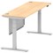 Air Modesty 1800mm Slim Rectangular Height Adjustable Desk, Silver Leg & Modesty Panel, Maple