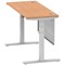 Air Modesty 1400mm Slim Rectangular Height Adjustable Desk, Silver Leg & Modesty Panel, Oak