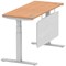 Air Modesty 1400mm Slim Rectangular Height Adjustable Desk, Silver Leg & Modesty Panel, Oak