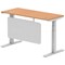 Air Modesty 1400mm Slim Rectangular Height Adjustable Desk, Silver Leg & Modesty Panel, Oak