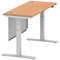 Air Modesty 1400mm Slim Rectangular Height Adjustable Desk, Silver Leg & Modesty Panel, Oak
