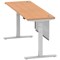 Air Modesty 1800mm Slim Rectangular Height Adjustable Desk, Silver Leg & Modesty Panel, Oak