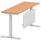 Air Modesty 1800mm Slim Rectangular Height Adjustable Desk, Silver Leg & Modesty Panel, Oak