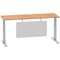 Air Modesty 1800mm Slim Rectangular Height Adjustable Desk, Silver Leg & Modesty Panel, Oak
