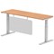 Air Modesty 1800mm Slim Rectangular Height Adjustable Desk, Silver Leg & Modesty Panel, Oak