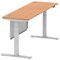 Air Modesty 1800mm Slim Rectangular Height Adjustable Desk, Silver Leg & Modesty Panel, Oak